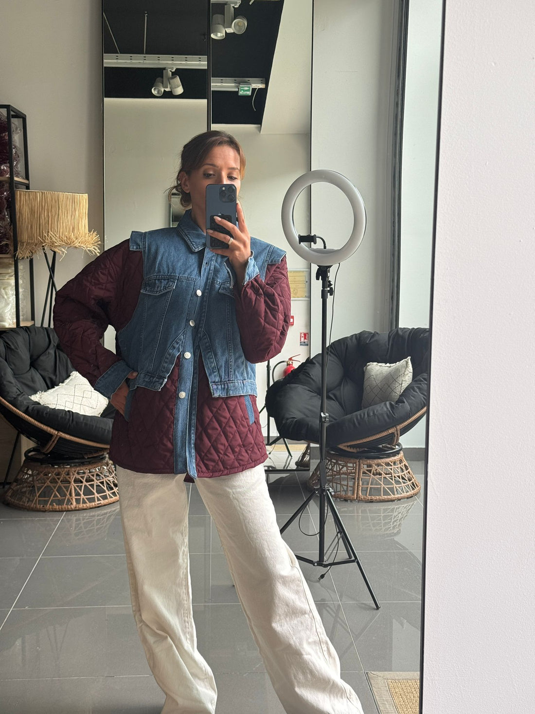 Veste Oversize Bi-matière Matelassée & Denim - Fenomen Paris