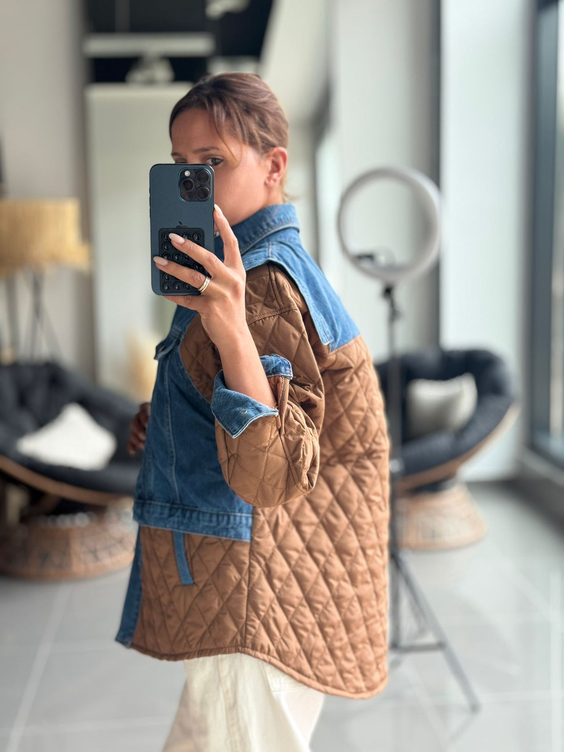 Veste Oversize Bi-matière Matelassée & Denim - Fenomen Paris