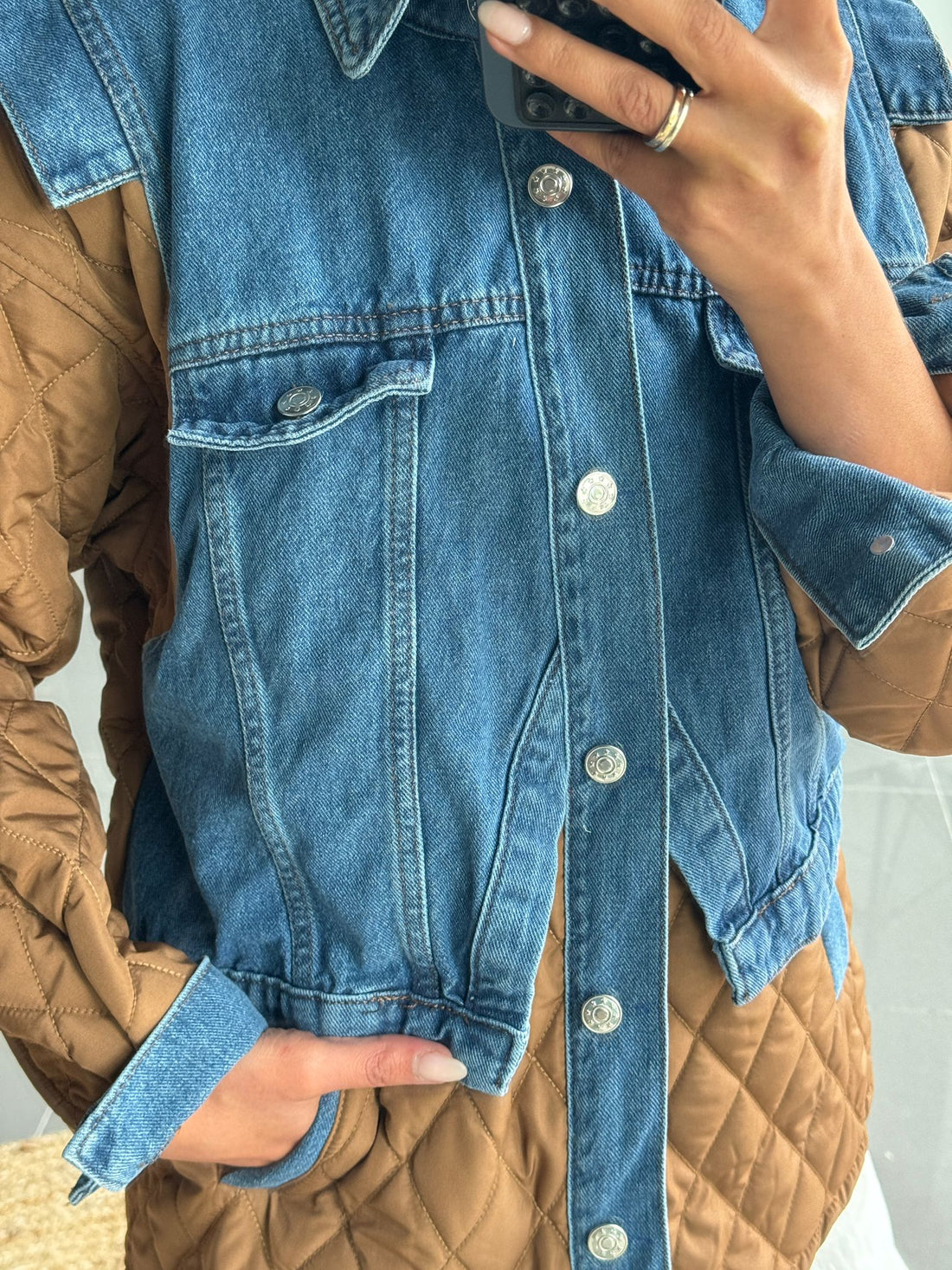 Veste Oversize Bi-matière Matelassée & Denim - Fenomen Paris