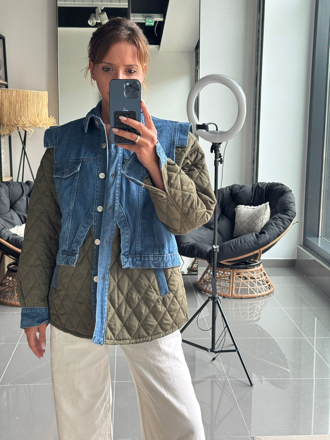 Veste Oversize Bi-matière Matelassée & Denim - Fenomen Paris