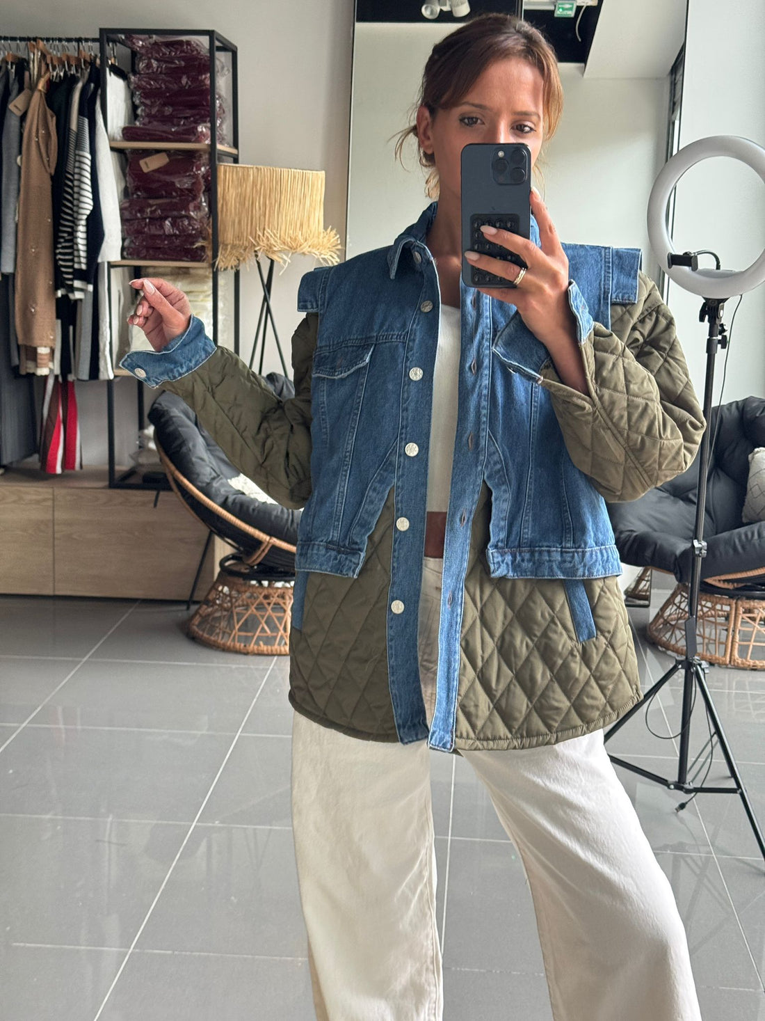Veste Oversize Bi-matière Matelassée & Denim - Fenomen Paris