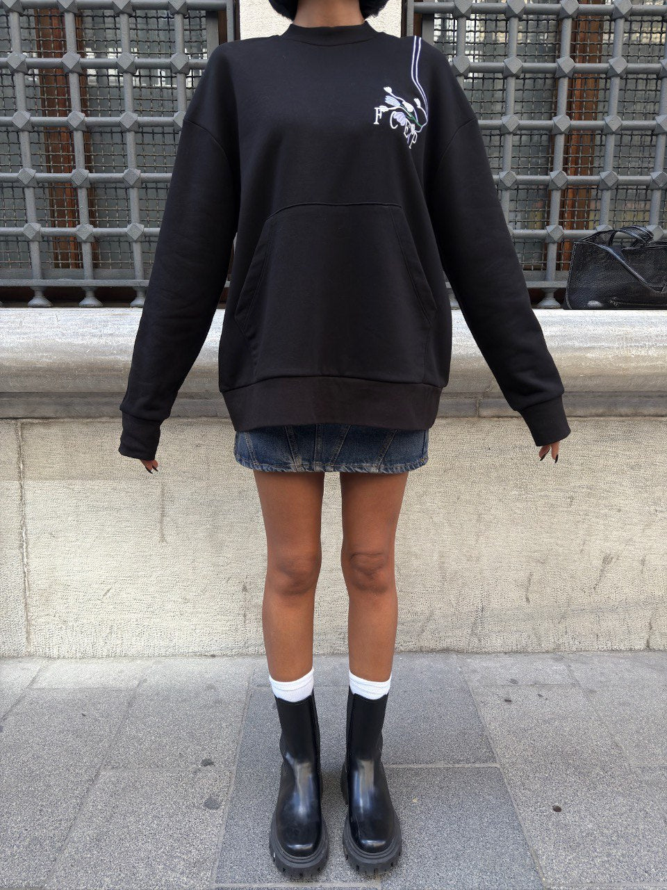 Sweat Oversize à Motif Brodé Avec Poche Kangourou - Fenomen Paris