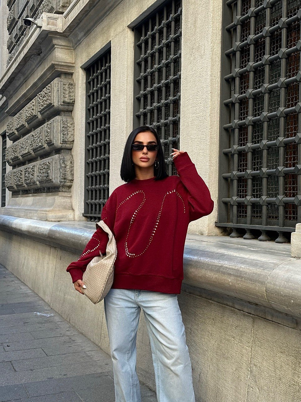 Sweat Oversize Détails Strasses - Fenomen Paris