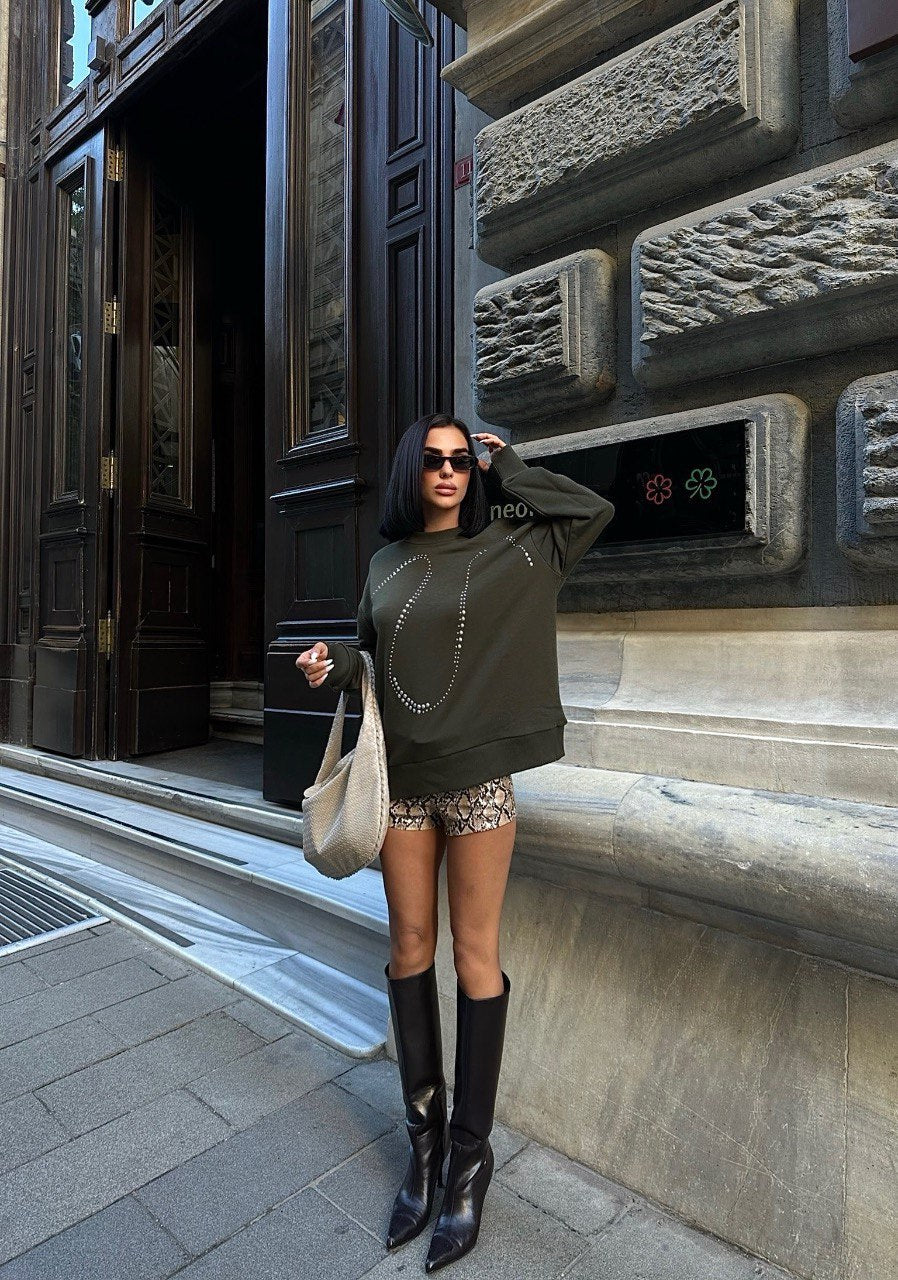 Sweat Oversize Détails Strasses - Fenomen Paris