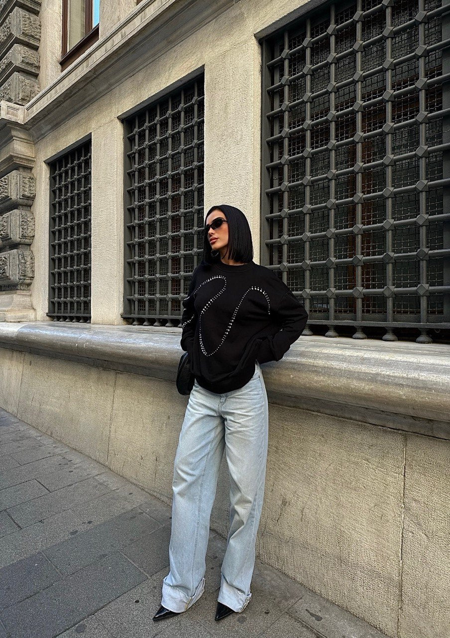 Sweat Oversize Détails Strasses - Fenomen Paris