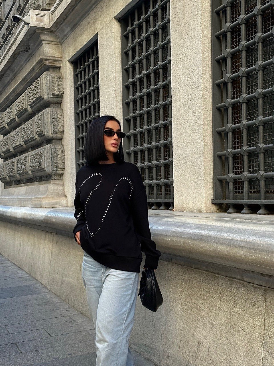 Sweat Oversize Détails Strasses - Fenomen Paris