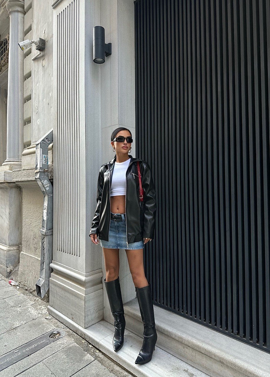 Veste Zippée Simili Cuir - Avec Doublure Et 4 Poches - Fenomen Paris