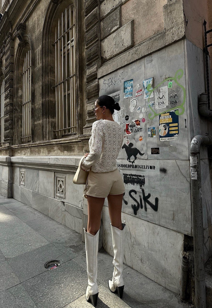 Pull En Maille Ajourée Manches Longues - Fenomen Paris