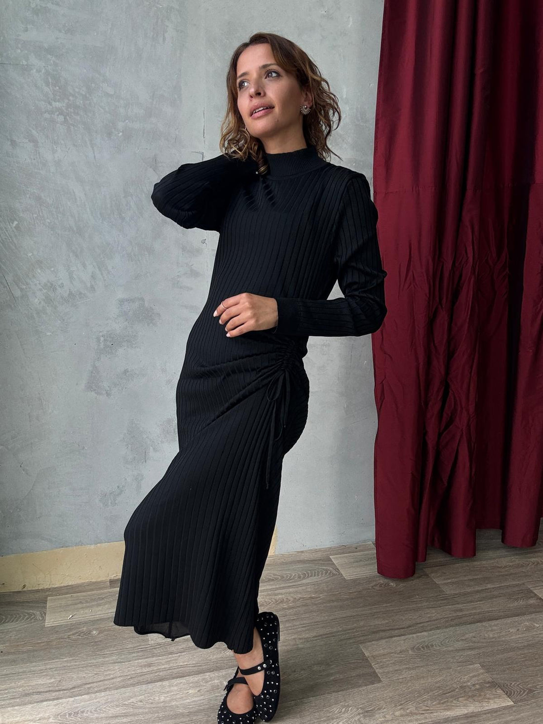 Robe en maille longue avec manches longues et col montant - Fenomen Paris