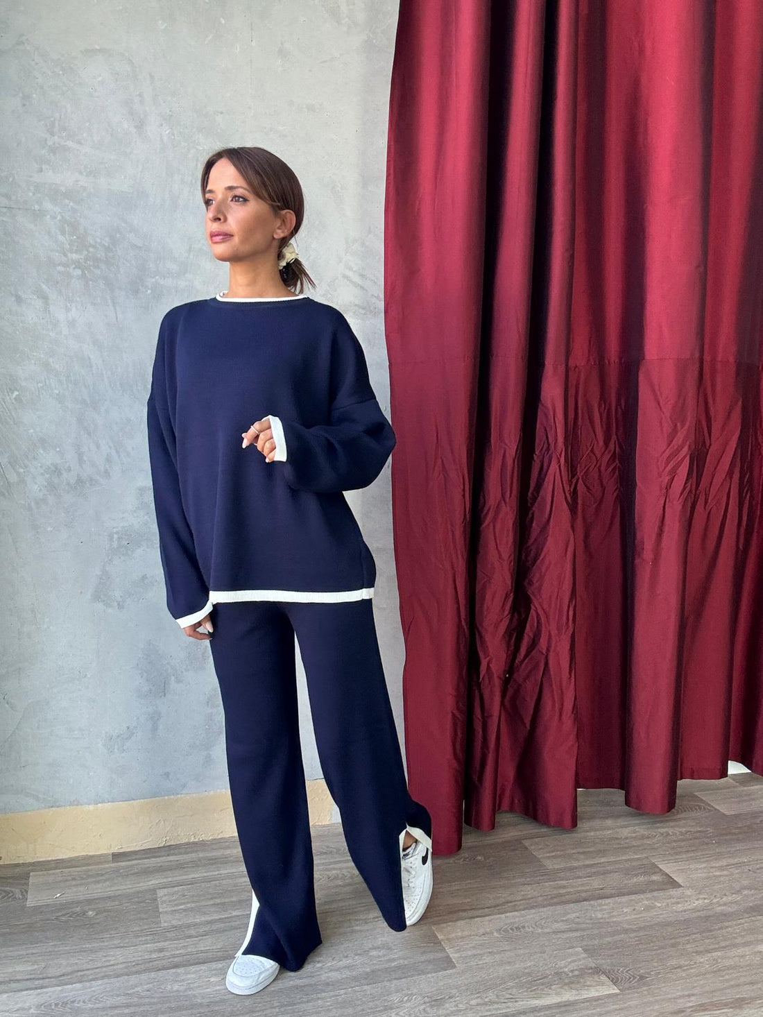 Ensemble En Maille Pull Ample et Pantalon Avec Fentes