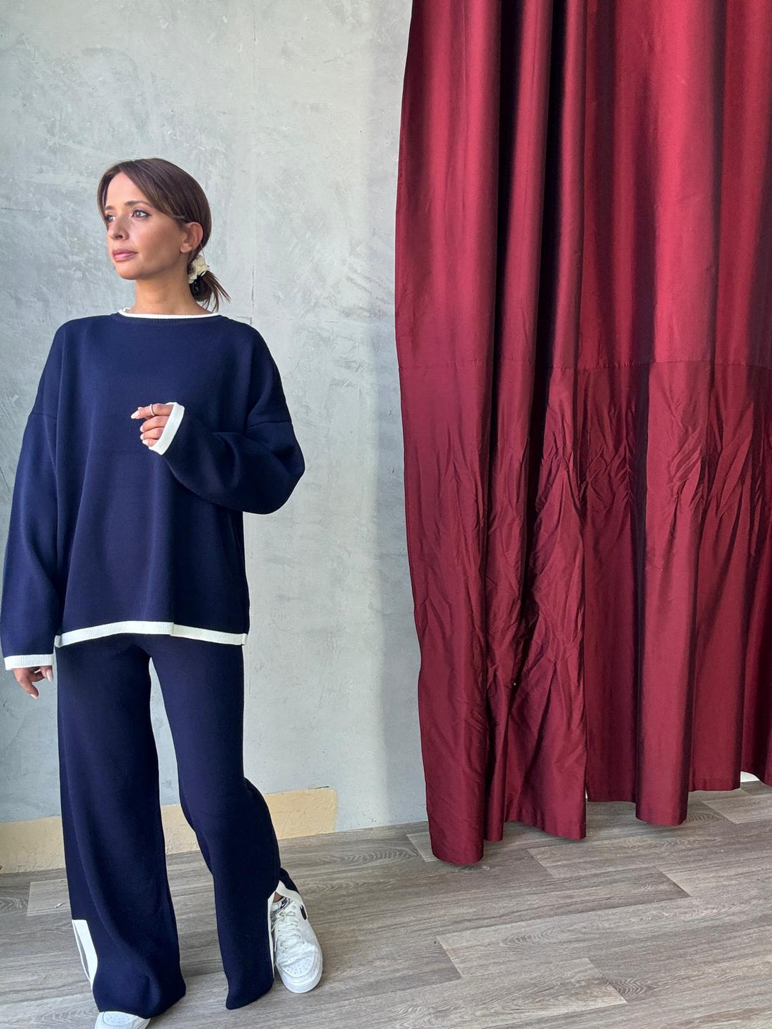 Ensemble En Maille Pull Ample et Pantalon Avec Fentes