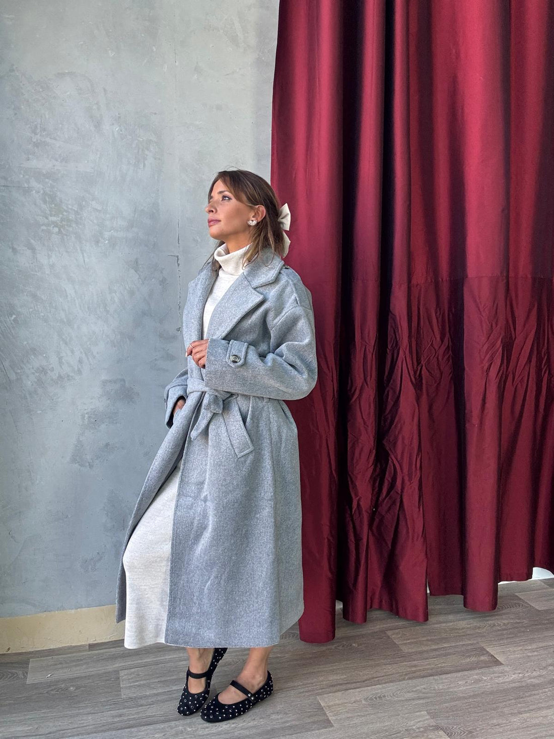 Long Manteau Oversize Avec Ceinture à La Taille