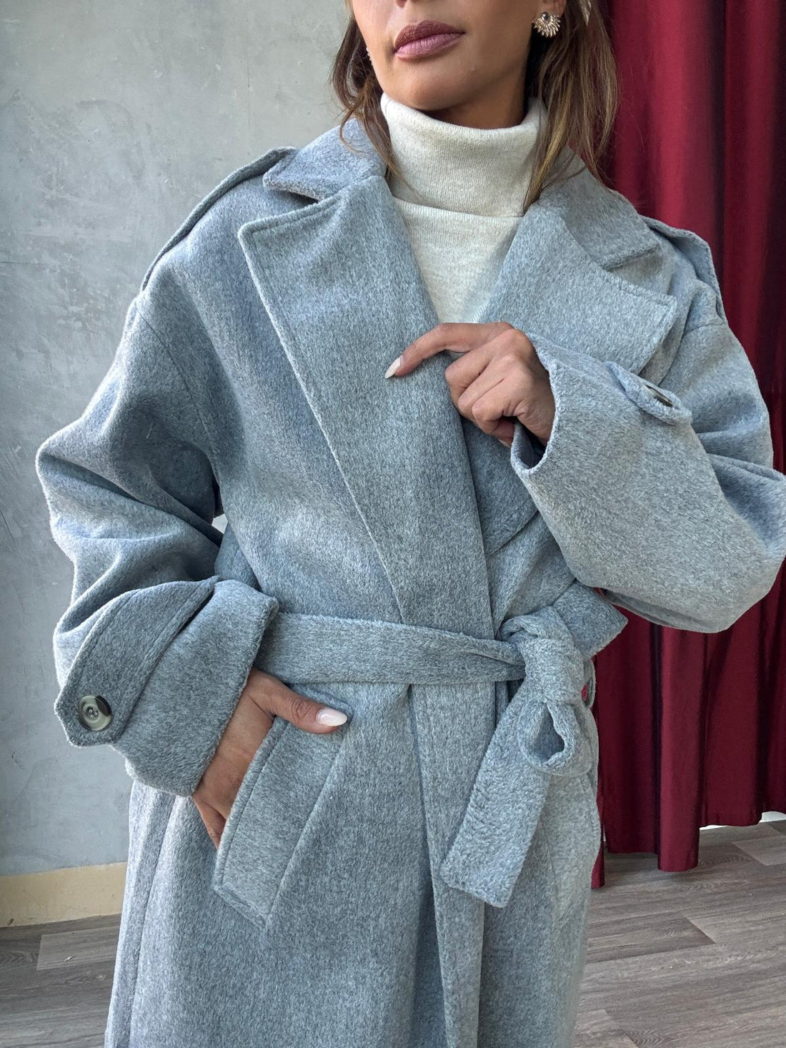 Long Manteau Oversize Avec Ceinture à La Taille