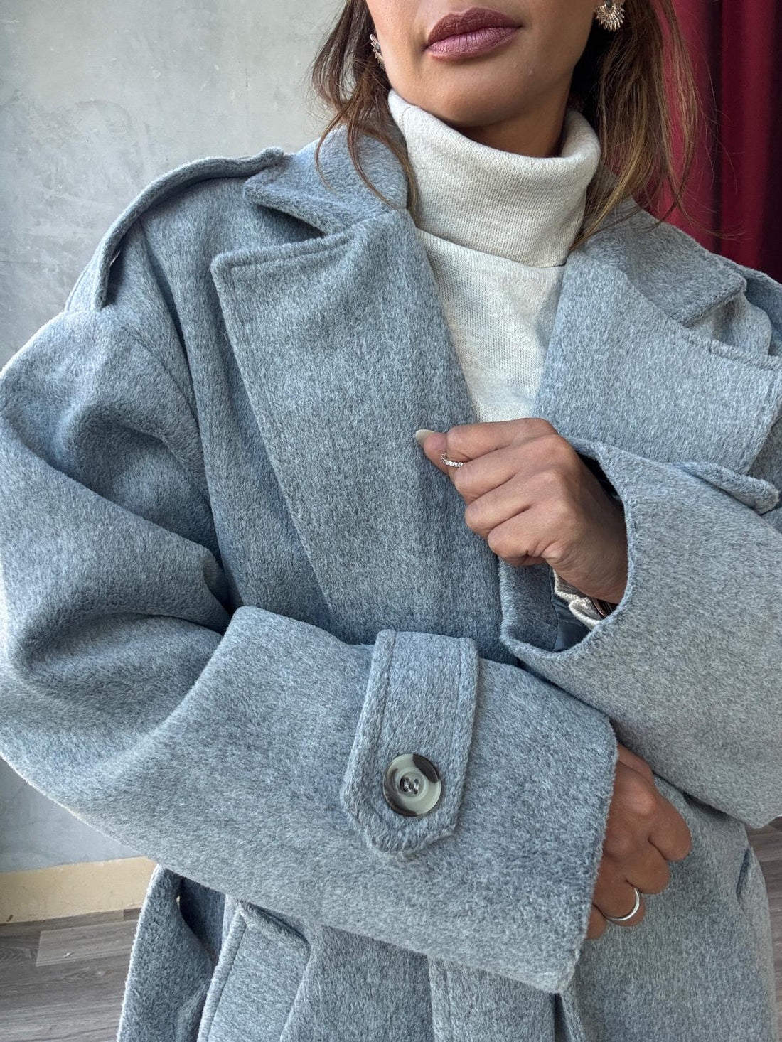 Long Manteau Oversize Avec Ceinture à La Taille