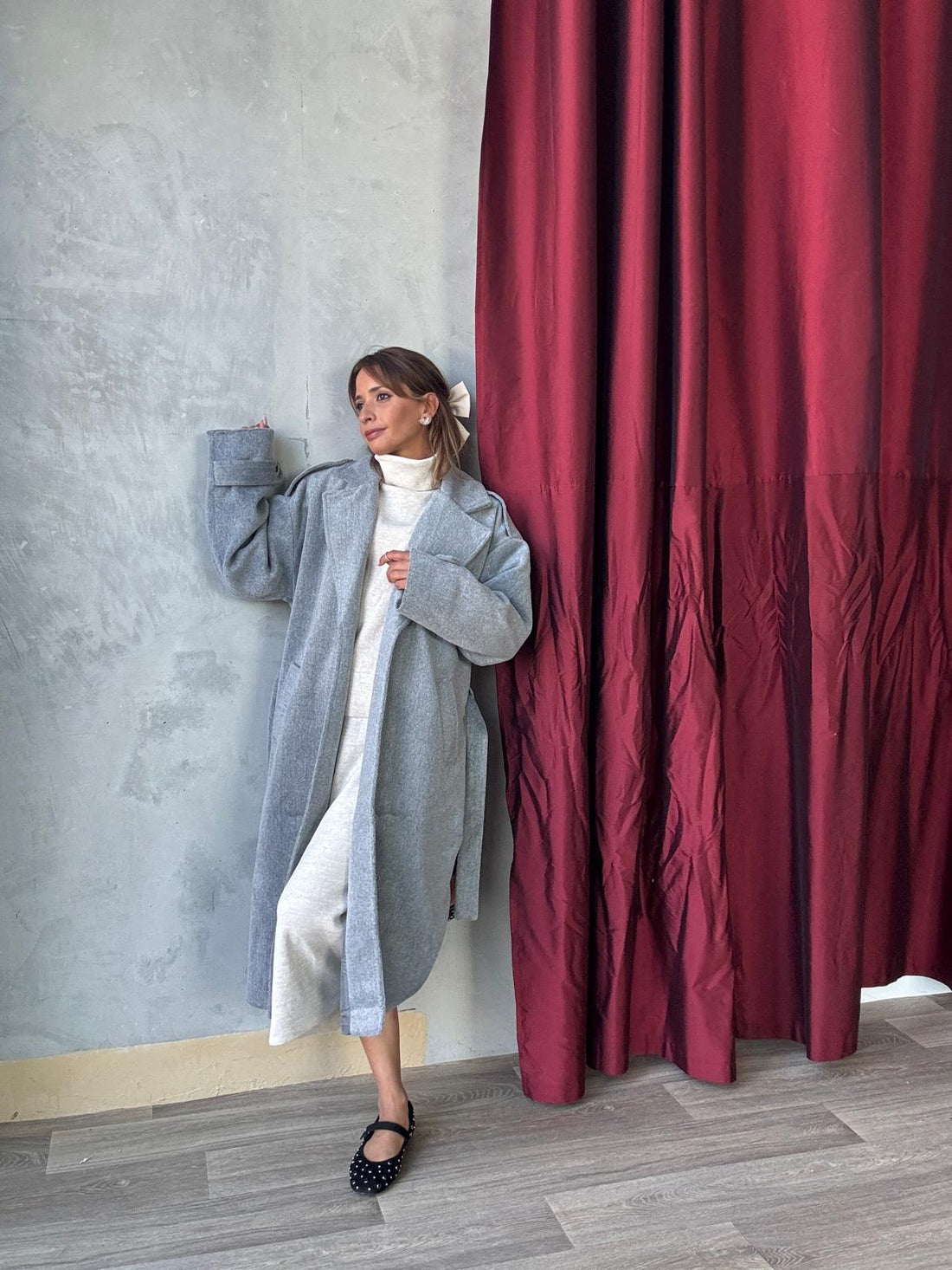 Long Manteau Oversize Avec Ceinture à La Taille