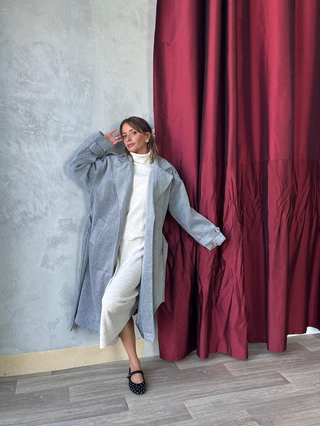 Long Manteau Oversize Avec Ceinture à La Taille