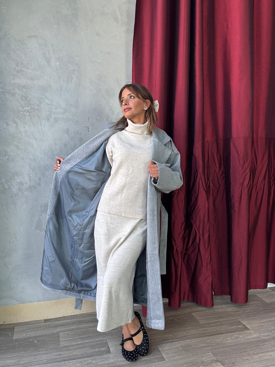 Long Manteau Oversize Avec Ceinture à La Taille