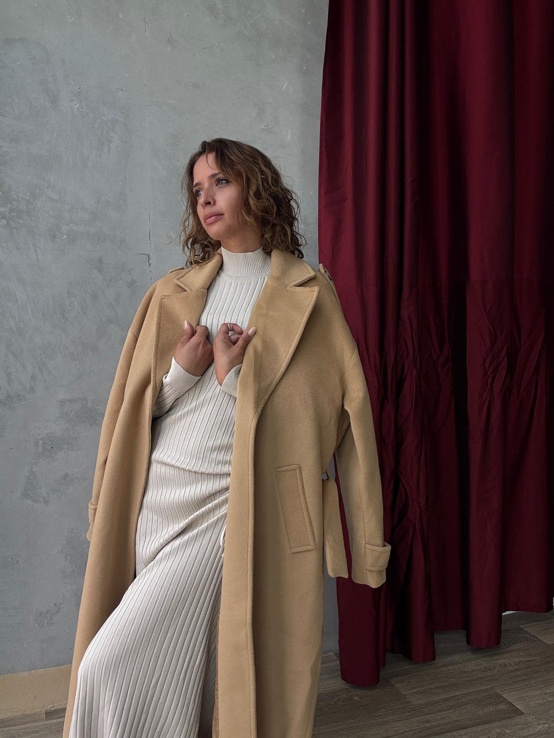 Long Manteau Oversize Avec Ceinture à La Taille
