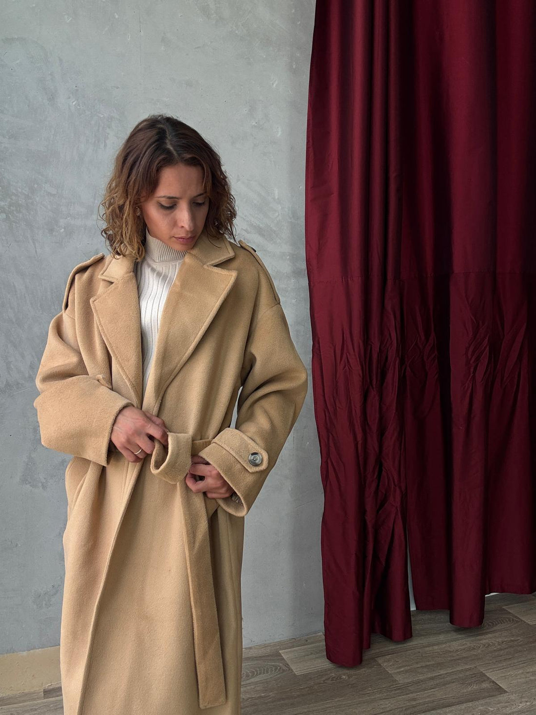 Long Manteau Oversize Avec Ceinture à La Taille