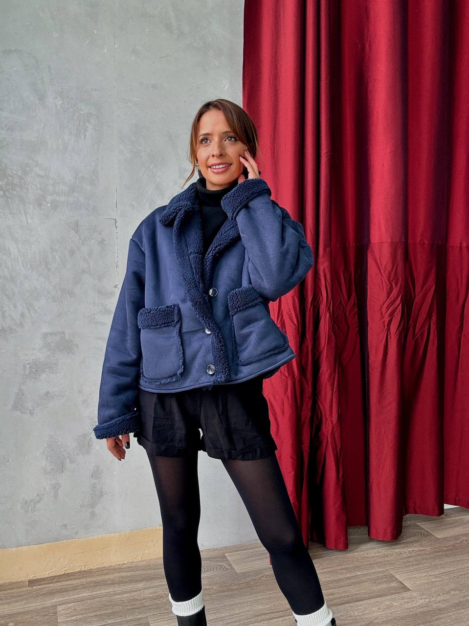 Veste Courte Doublée Effet Moumoute - Oversize