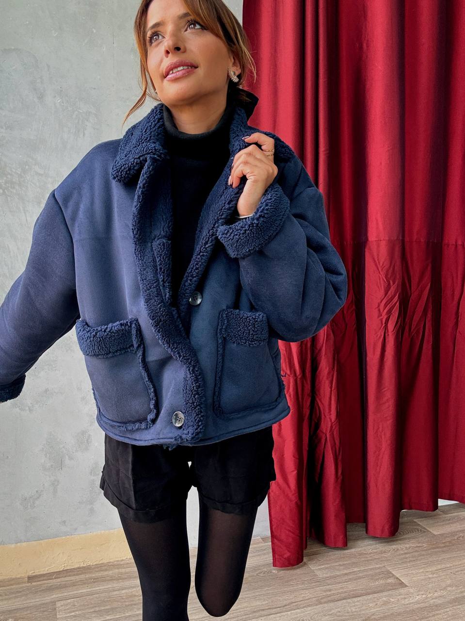 Veste Courte Doublée Effet Moumoute - Oversize