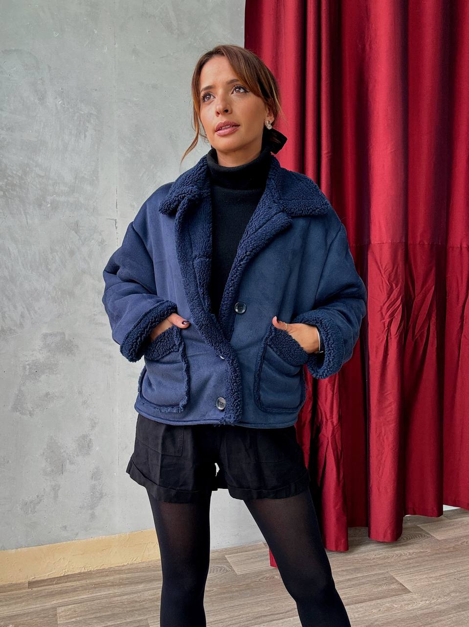 Veste Courte Doublée Effet Moumoute - Oversize