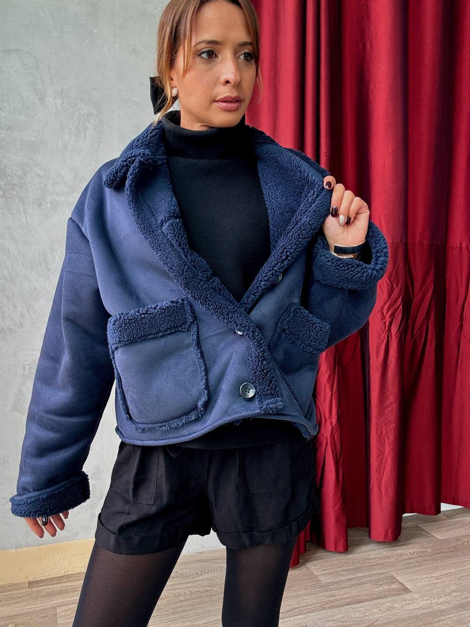 Veste Courte Doublée Effet Moumoute - Oversize