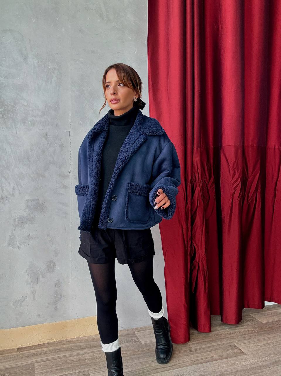 Veste Courte Doublée Effet Moumoute - Oversize