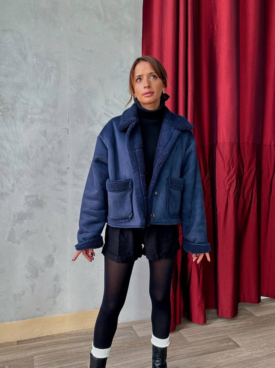 Veste Courte Doublée Effet Moumoute - Oversize