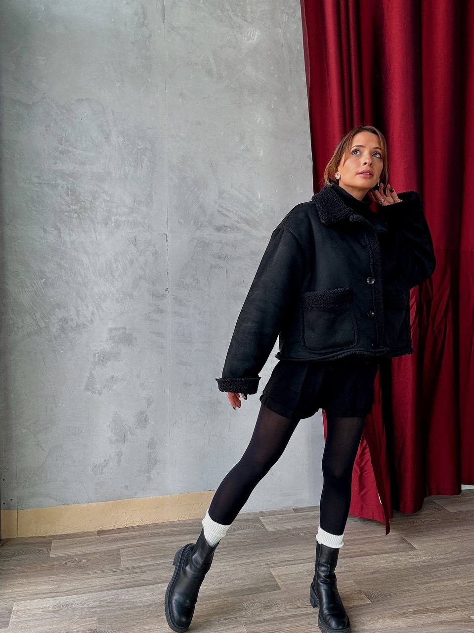 Veste Courte Doublée Effet Moumoute - Oversize