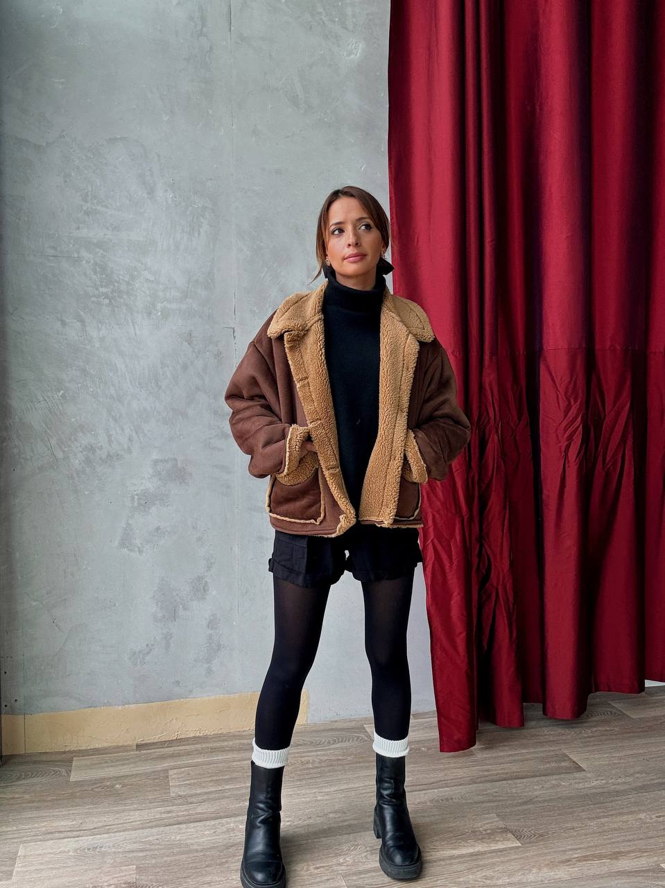 Veste Courte Doublée Effet Moumoute - Oversize