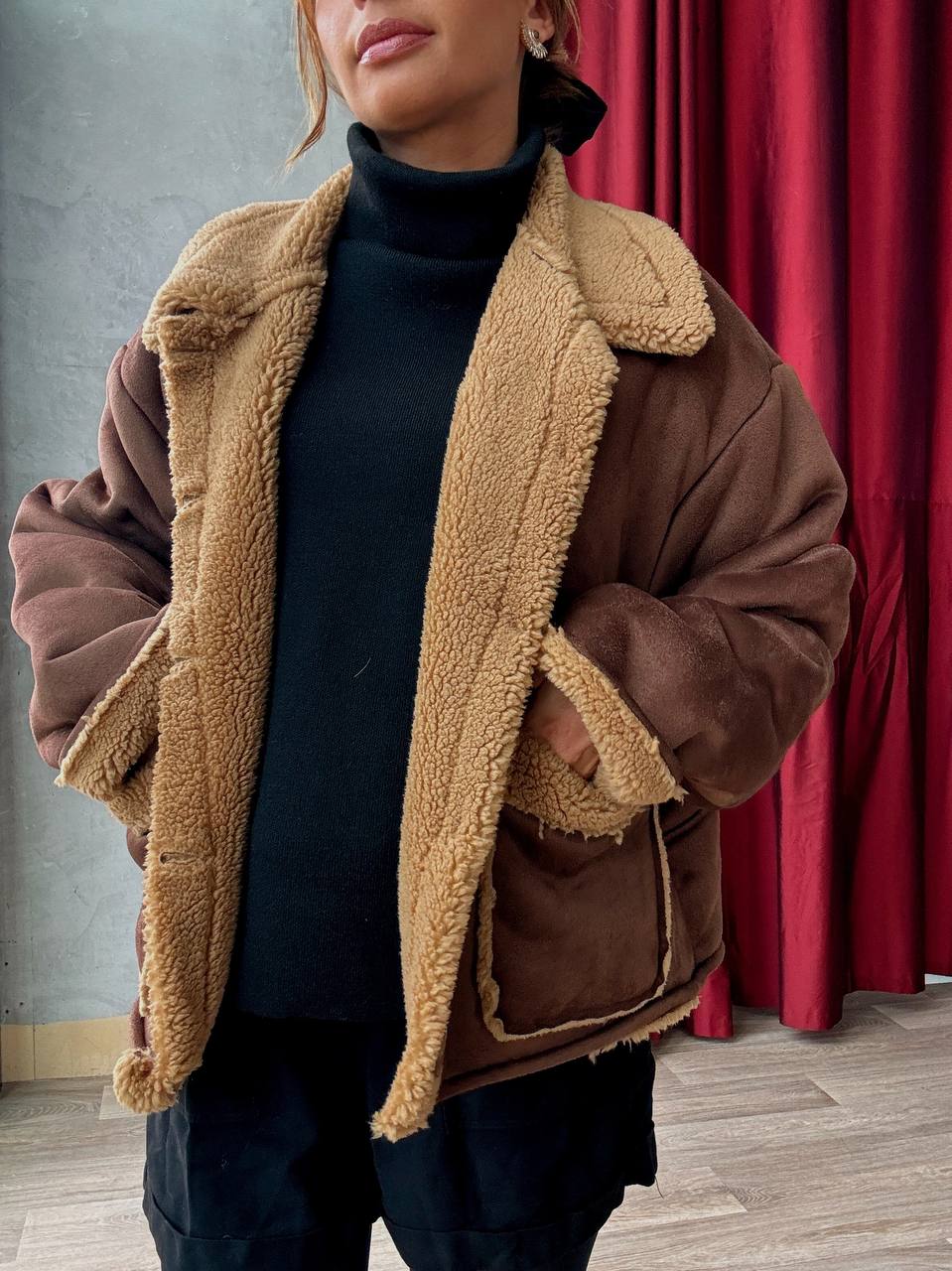 Veste Courte Doublée Effet Moumoute - Oversize