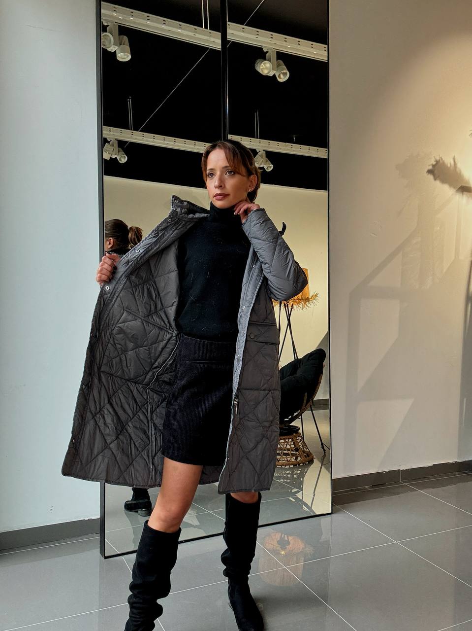 Long Manteaux Matelassé Avec Capuche Et Poches - Fenomen Paris