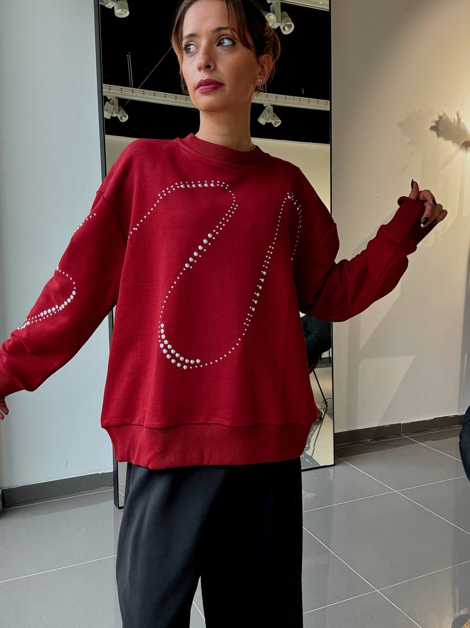 Sweat Oversize Détails Strasses - Fenomen Paris