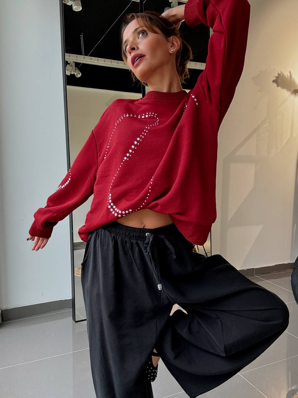 Sweat Oversize Détails Strasses - Fenomen Paris