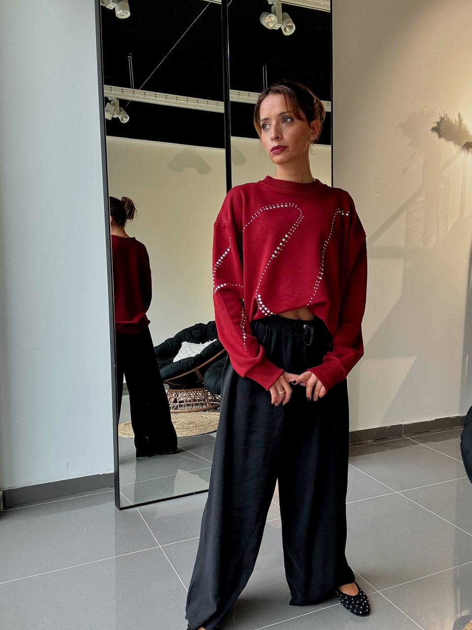 Sweat Oversize Détails Strasses - Fenomen Paris