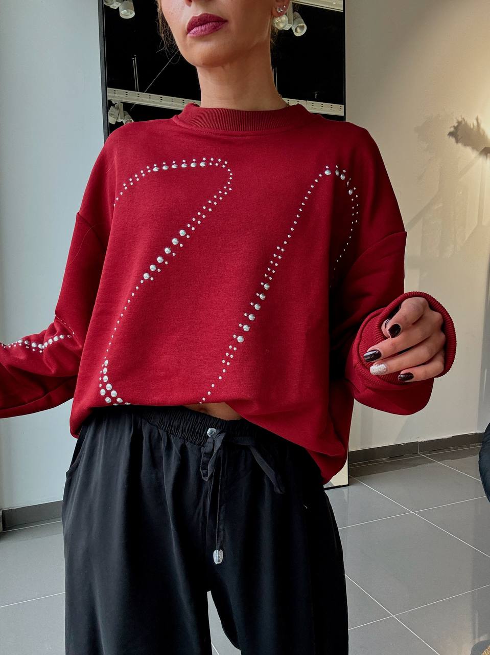 Sweat Oversize Détails Strasses - Fenomen Paris