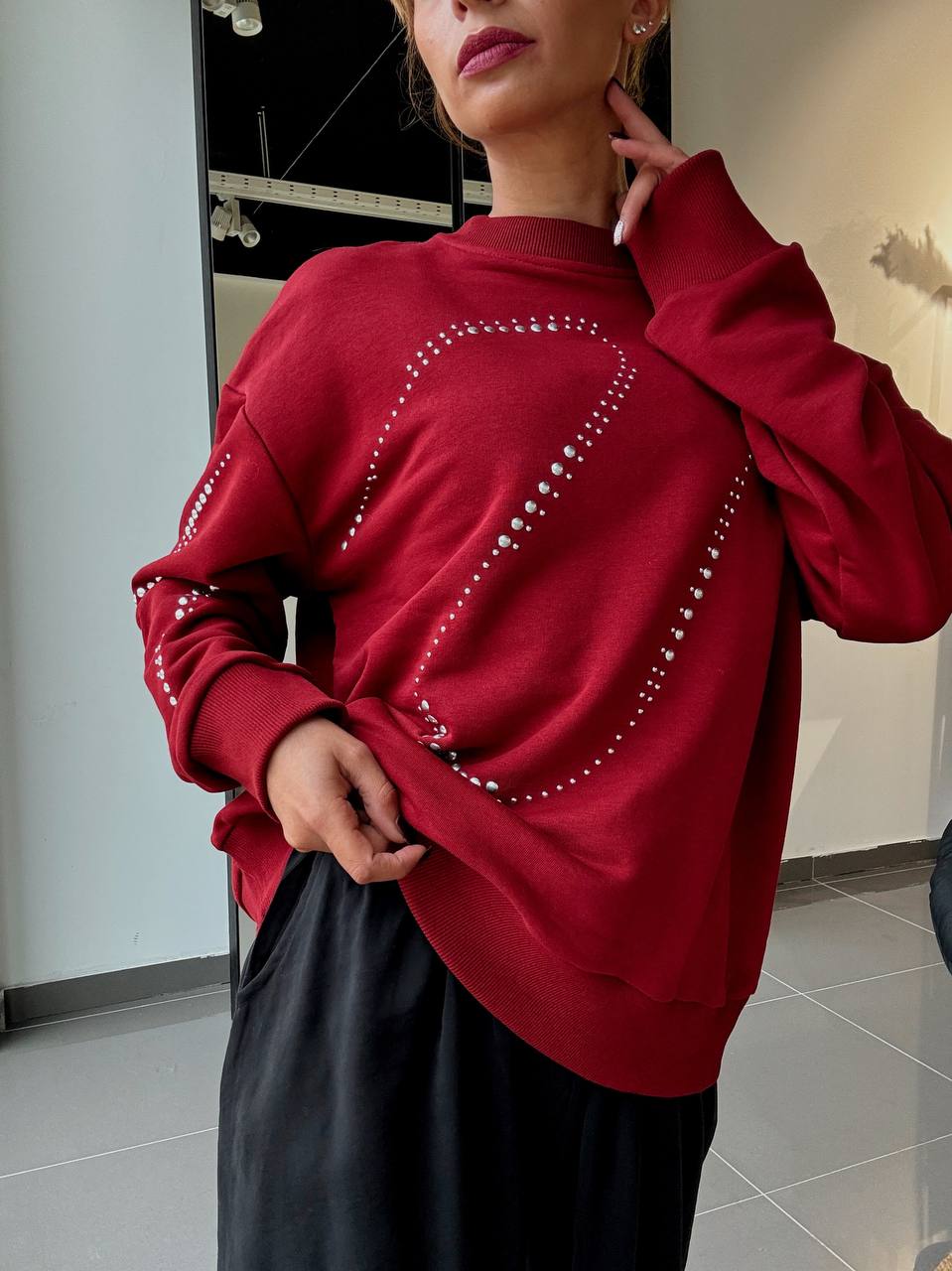 Sweat Oversize Détails Strasses - Fenomen Paris