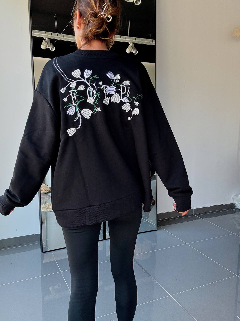 Sweat Oversize à Motif Brodé Avec Poche Kangourou - Fenomen Paris