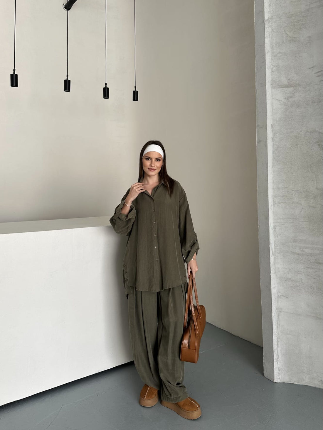 Ensemble Chemise & Pantalon - Taille Unique - KAKI OU MARRON