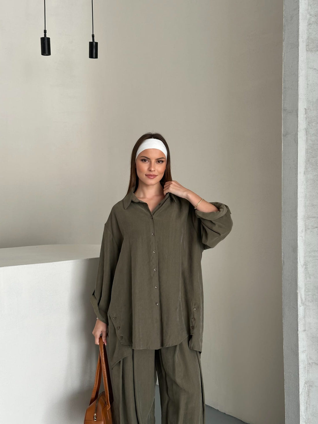 Ensemble Chemise & Pantalon - Taille Unique - KAKI OU MARRON