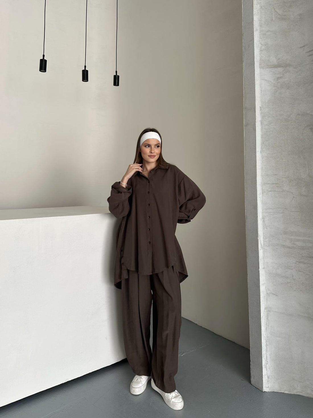 Ensemble Chemise & Pantalon - Taille Unique - KAKI OU MARRON