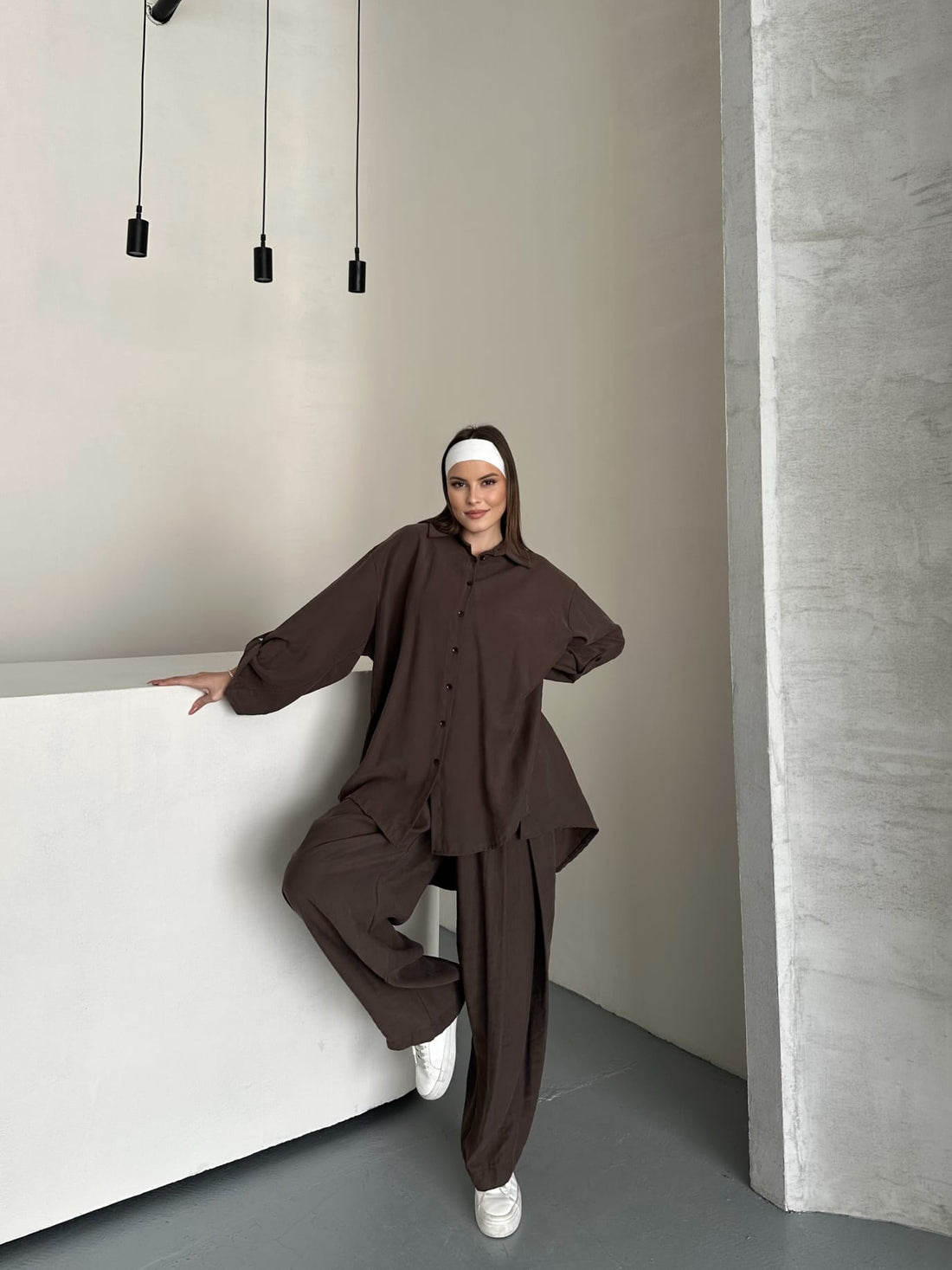 Ensemble Chemise & Pantalon - Taille Unique - KAKI OU MARRON