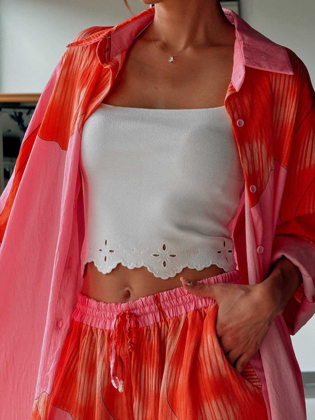 Ensemble chemise longue & pantalon – Imprimé floral ROSE - Fenomen Paris