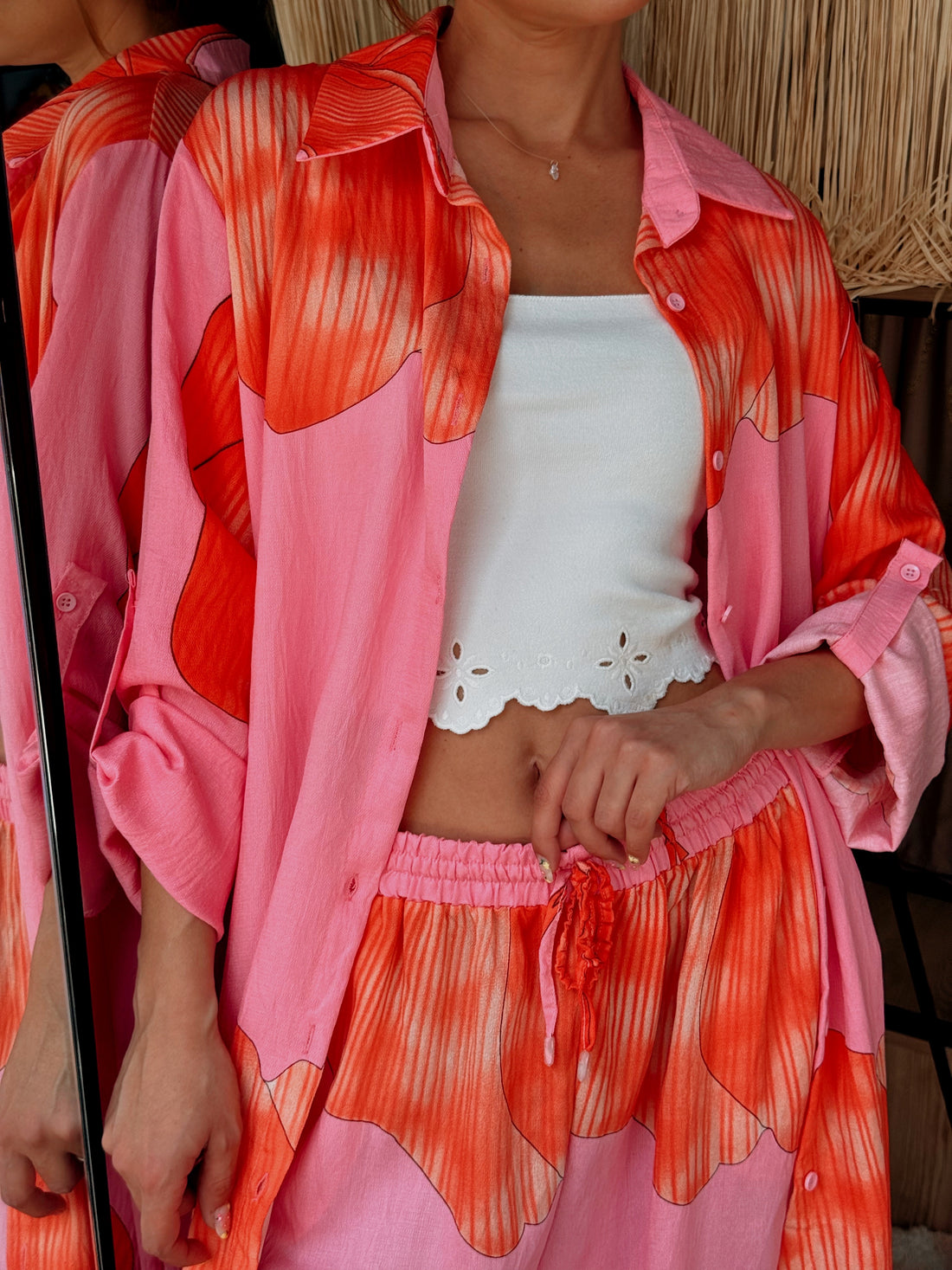 Ensemble chemise longue & pantalon – Imprimé floral ROSE - Fenomen Paris