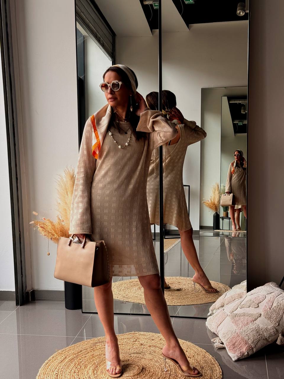 Robe en Maille Beige Été – Tenue de Plage Bohème Chic - Fenomen Paris