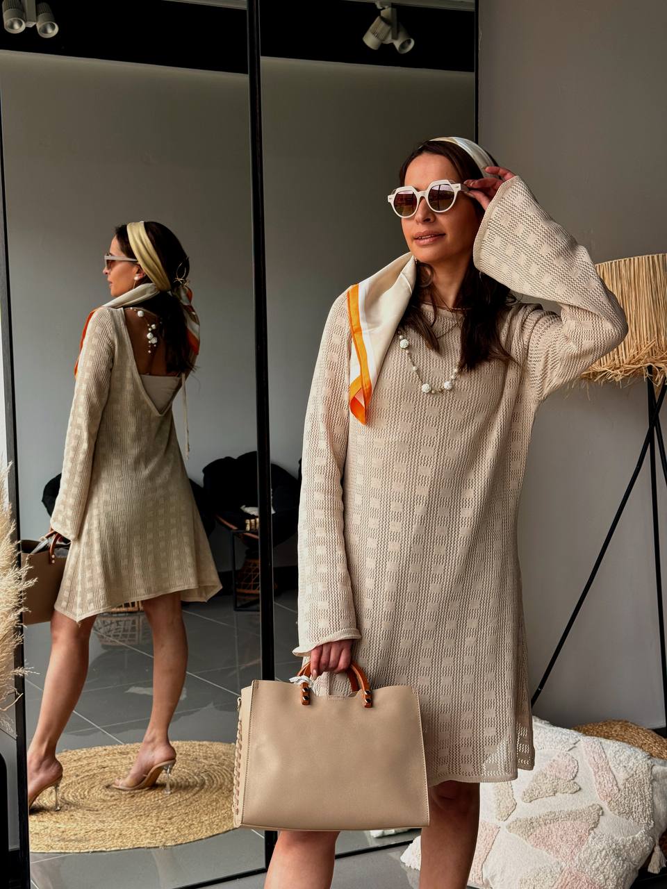 Robe en Maille Beige Été – Tenue de Plage Bohème Chic - Fenomen Paris