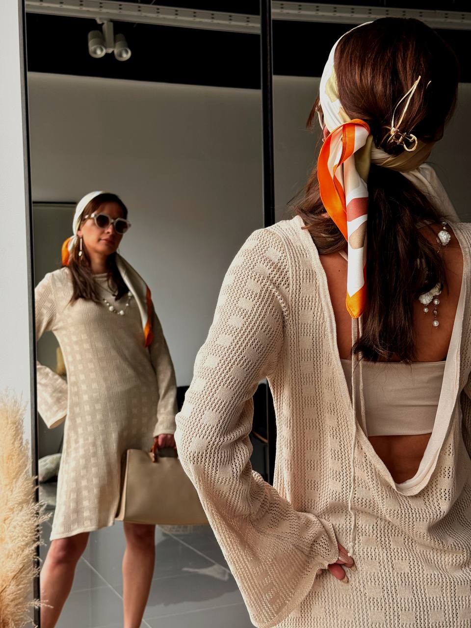 Robe en Maille Beige Été – Tenue de Plage Bohème Chic - Fenomen Paris