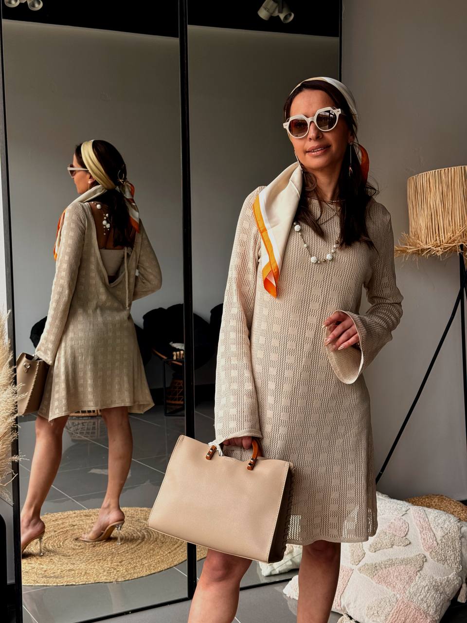Robe en Maille Beige Été – Tenue de Plage Bohème Chic - Fenomen Paris