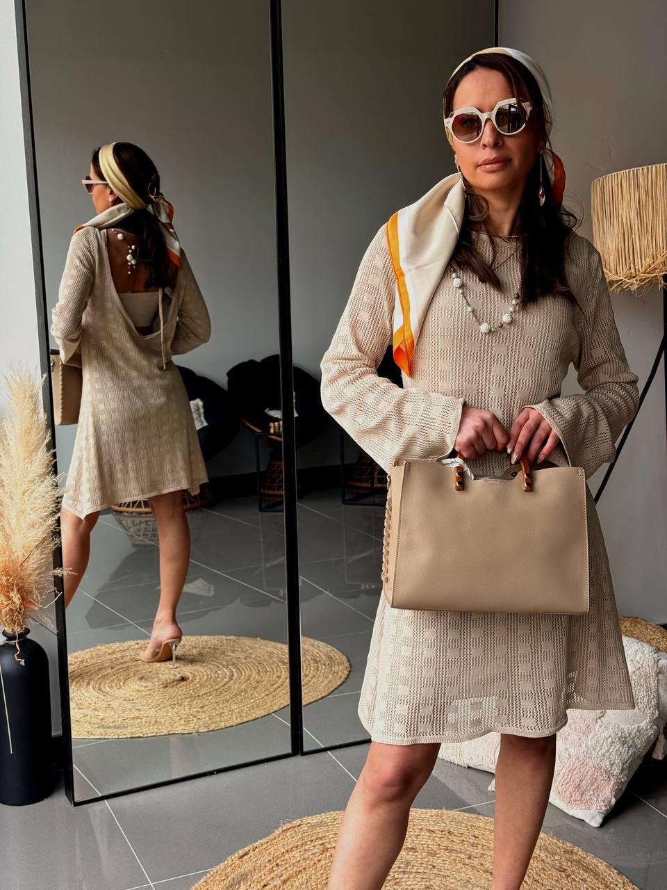 Robe en Maille Beige Été – Tenue de Plage Bohème Chic - Fenomen Paris